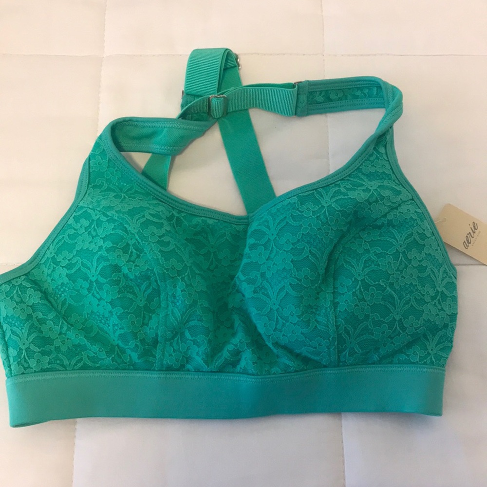 NWT Size M Aerie teal lace Sports bra